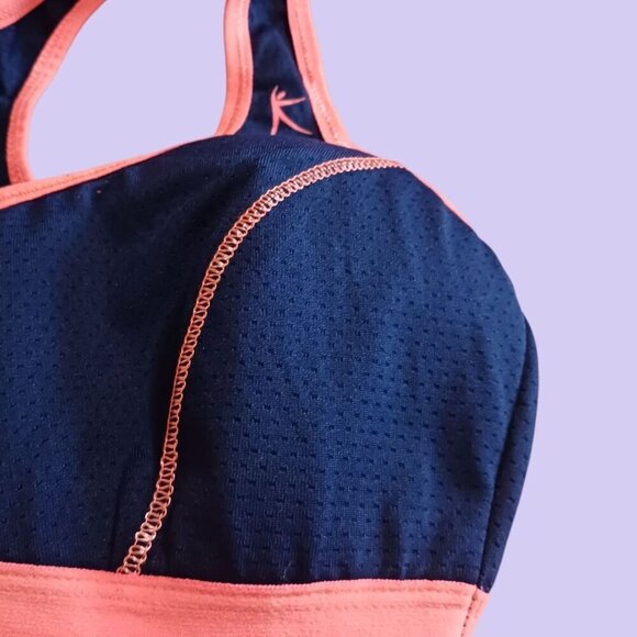 Danskin Now Womens Racerback Sports Bra Medium Navy & Coral - Picture 4 of 8